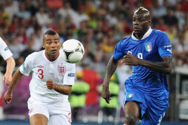 Ashley Cole and Mario Balotelli England Italy Euro 2012
