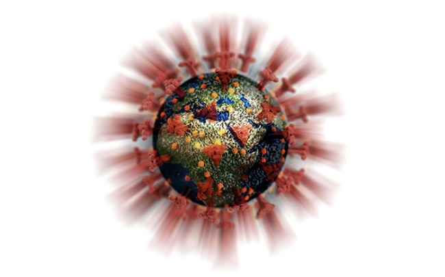 virus covid rendering sfuocato