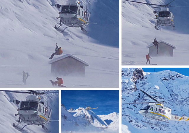 elicottero soccorso riale neve mix