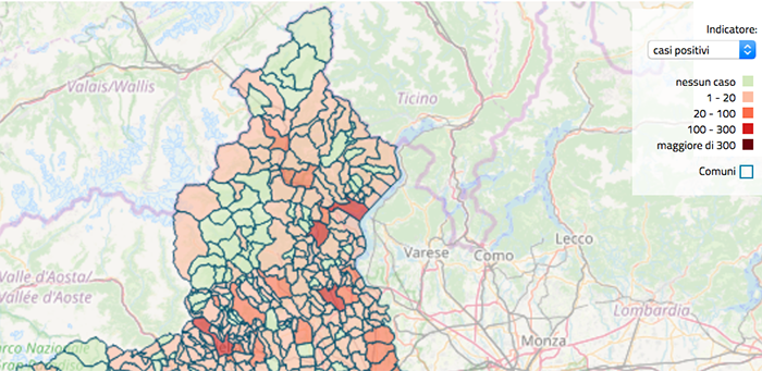 Ecco la mappa interattiva dei contagi comune per comune in Piemonte. Clicca e controlla il tuo comune