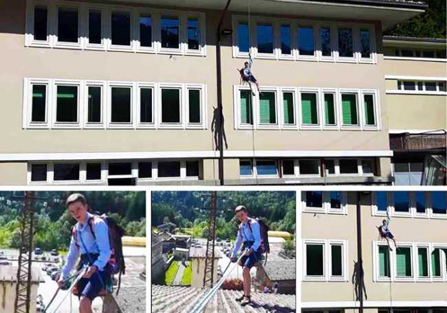studente corda tetto scuola 